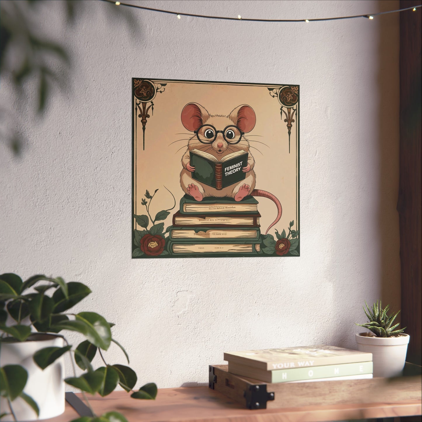 Feminist Theory Mouse Fine Art Posters, Cute Wall Art, Feminism Decor, Book Lover Gift, Classroom Art, Mouse Aesthetic, Educational Art