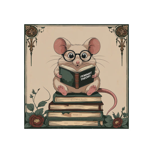 Feminist Theory Mouse Fine Art Posters, Cute Wall Art, Feminism Decor, Book Lover Gift, Classroom Art, Mouse Aesthetic, Educational Art